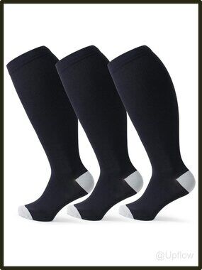 Unisex Wide Calf Compression Socks 15-20mmHg Nylon Spandex Nurses Travel Runners